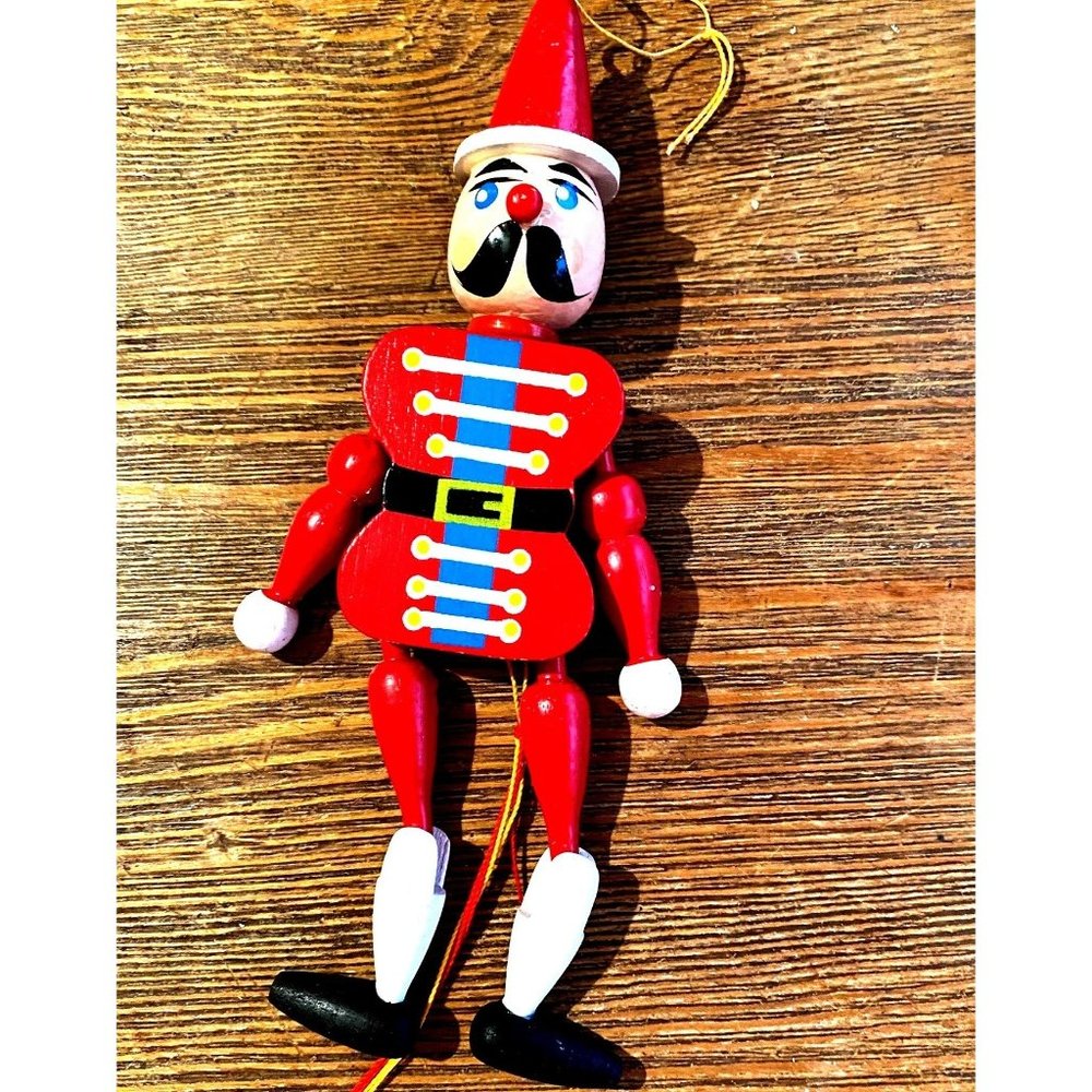 Vintage German Wooden Jumping Jack Ornament Puppets Man Woman Girl Pull String